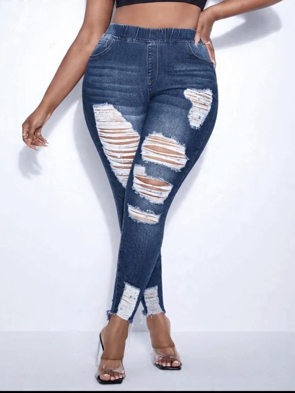 Distressed Jeans Dark Blue